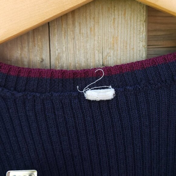PREPPY SWEATER VEST Women's Size Small NAVY BURGUNDY - Picture 5 of 7
